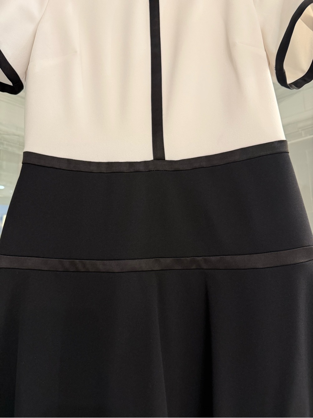 Karl Lagerfeld Black and White Midi Fit-and-Flare Dress - Picture 2 of 4